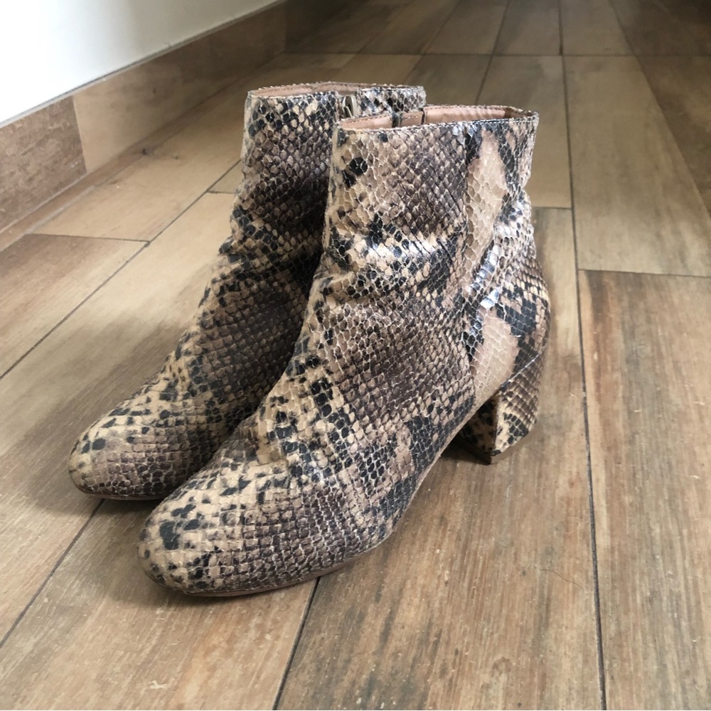 Snakeskin booties